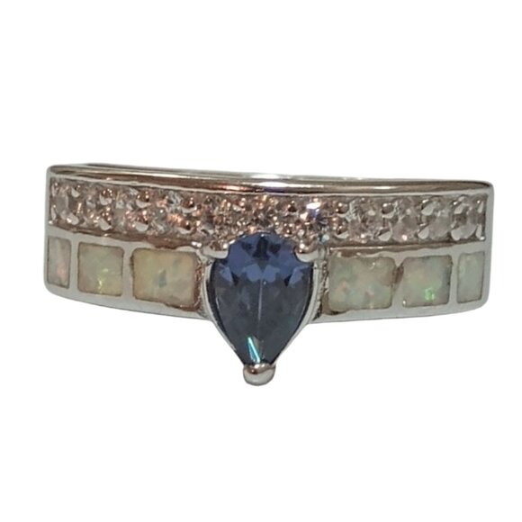 Luxury Silver Gemstone Wedding Rings For Women, Sz 6 - Picture 1 of 9